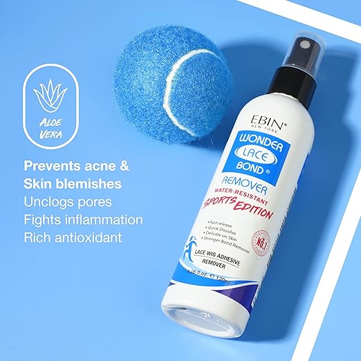EBIN New York Wig Adhesive Remover Spray - Sports Edition 120ml, Fast-Acting, Non-Oily, Gentle on Skin, Residue-Free for Lace Wigs & Frontals