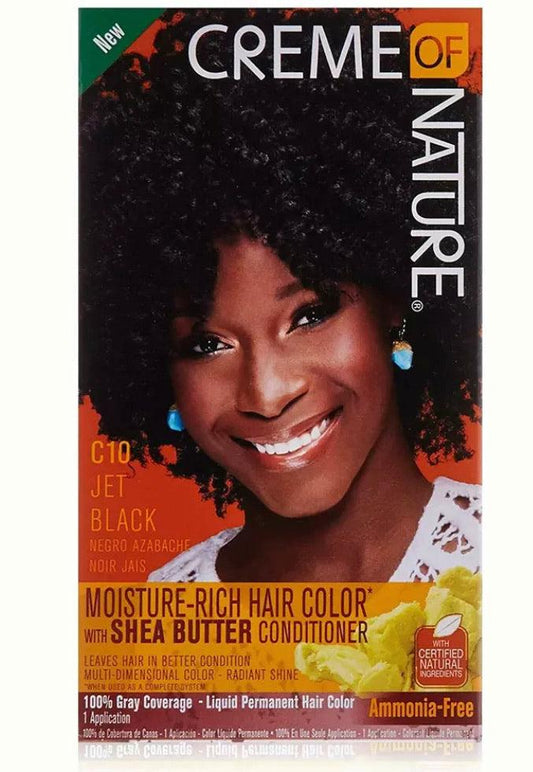 Creme Of Nature Creme of Nature Liquid Permanent Hair Color Dye Kit With Shea Butter Conditioner - C10 Jet Black - Ladies On The Run Hair & Skincare Club